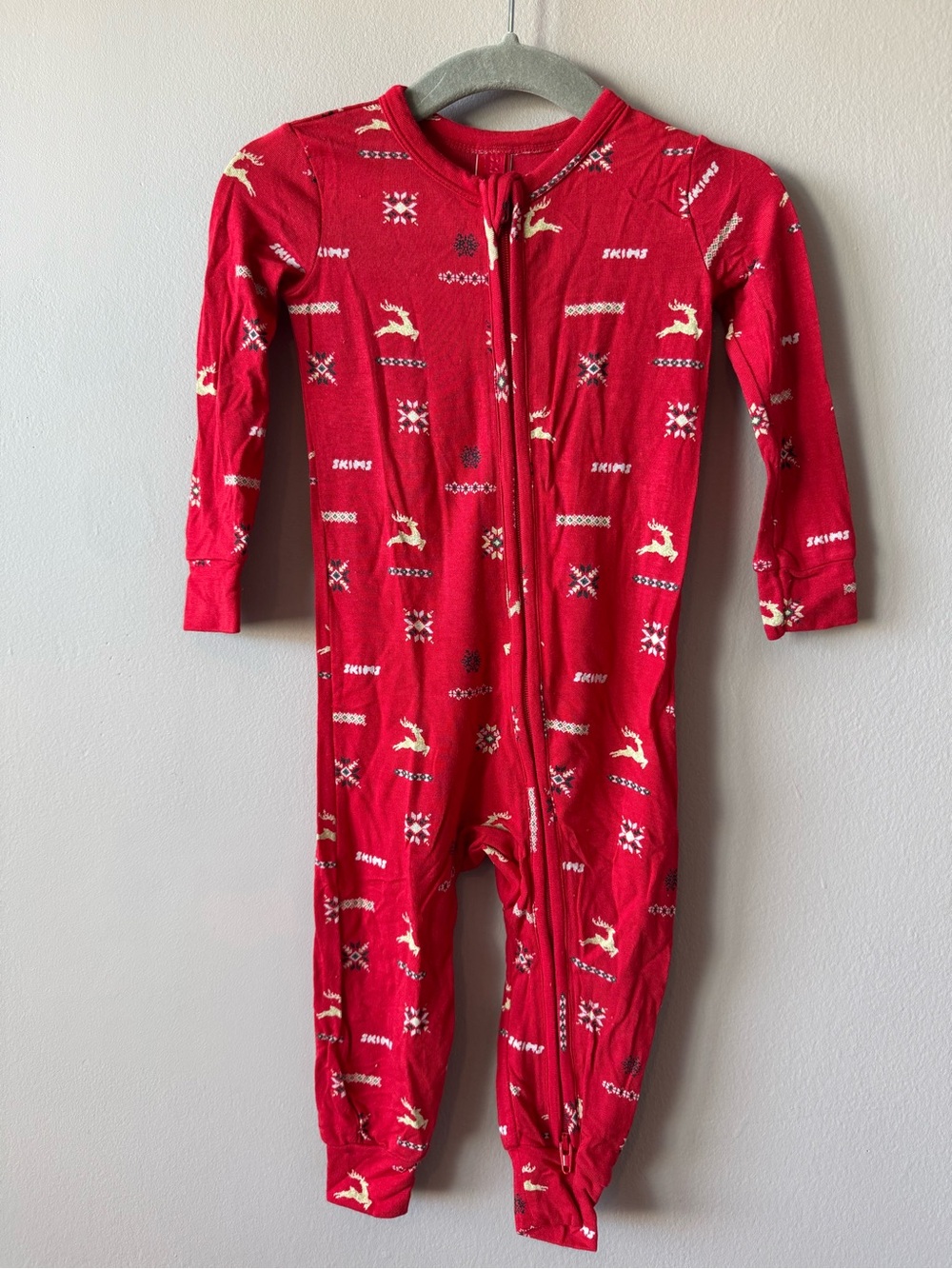 Skims Baby Vintage Nordic Holiday Reindeer Modal Long Sleeve Sleeper 9 months